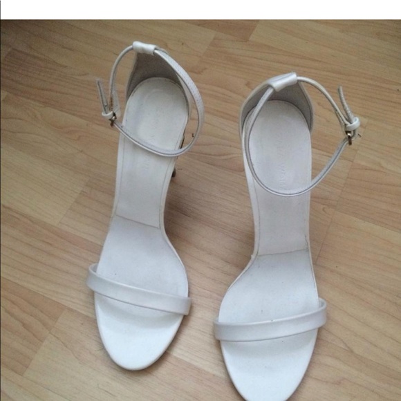 Zara White Ankle Strap Sandal Heels 39 - Picture 6 of 8